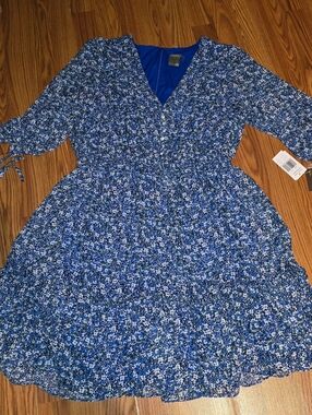TAYLOR Womens V-neck Smocked Waist Floral Dress